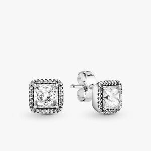 Pandora Square Sparkle Halo Stud Earrings *NEW*